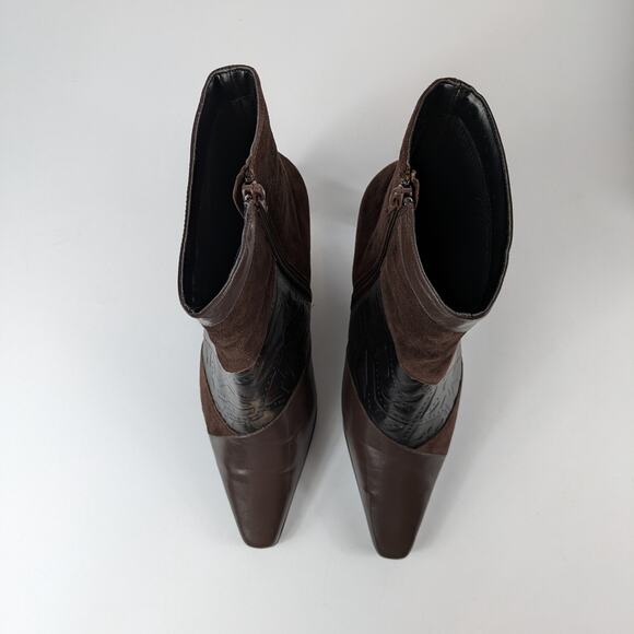 Monzo Franco Womens Sz 8.5W Boots Wide Oyster Leather Brown New NIB Heel Booties - Picture 4 of 11